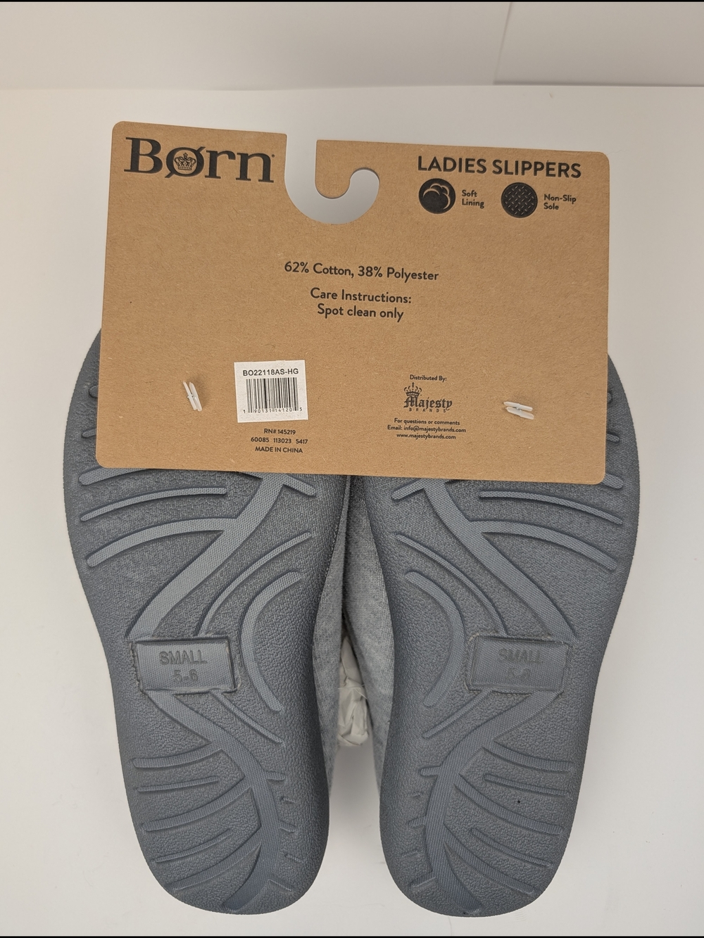 Born Slip-On Slippers, Ladies Size 5-6, Gray, Non-slip Sole, NWT - Picture 3 of 4